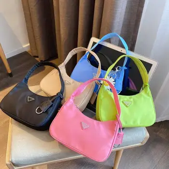 

2020 Ins Women Shoulder Pure Drop Shipping High Quality Nylon Hangbag Mini Hobo Bag