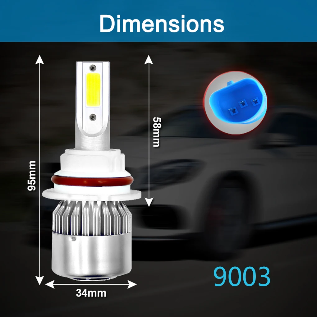 2 шт. 36 Вт C6 6000K холодный белый H1 H3 H4 H7 H8 880 9005 9004 9006 9007 светодиодный фары лампы 3800LM фары дальнего и ближнего света фара головного света