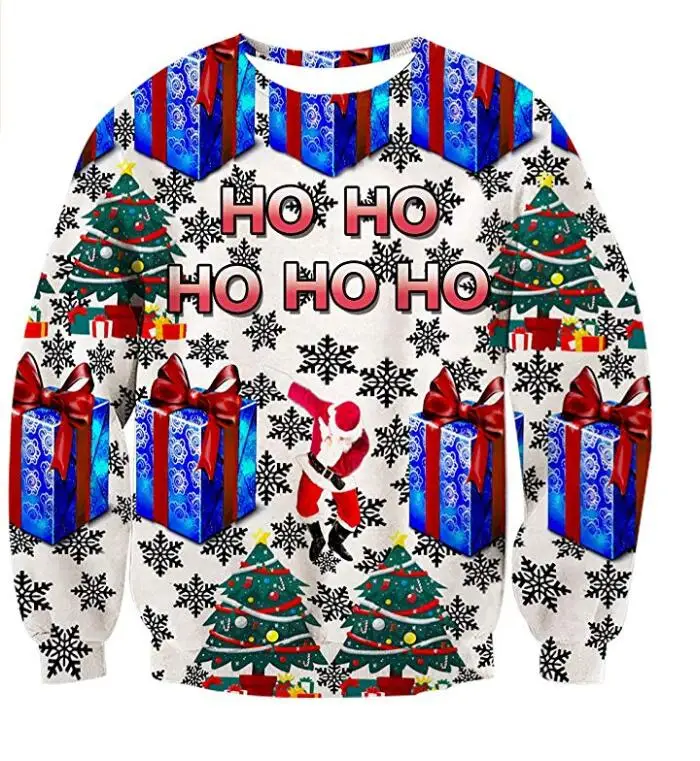 Ugly Christmas Sweater Santa Claus Print Loose Hoodie Men Women Pullover Christmas Novelty funny Dark series Autumn Winter Tops