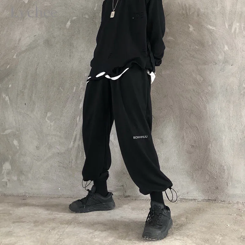 Lychee, Harajuku, женские штаны с буквенным принтом, эластичная резинка на талии, свободные женские повседневные штаны для бега, весенне-осенние женские штаны