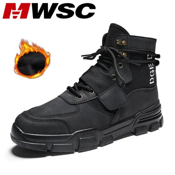 

MWSC Winter Martin Snow Boots For Men Warm Fur Lining Ankle Boots Outdoor Waterproof Shoes Men Anti-slip Snow Shoes Boots
