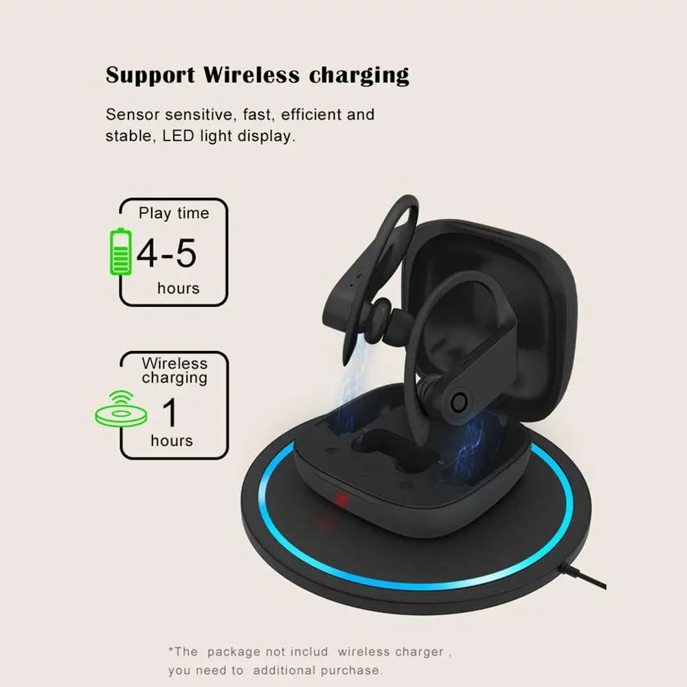 B10 гарнитура Bluetooth 5,0 спортивные наушники с крючком и беспроводной зарядной коробкой с микрофоном настоящие беспроводные наушники для телефонов
