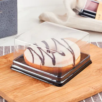 

50pcs Donut box mousse cake box baking pastry transparent disposable box Free Shipping