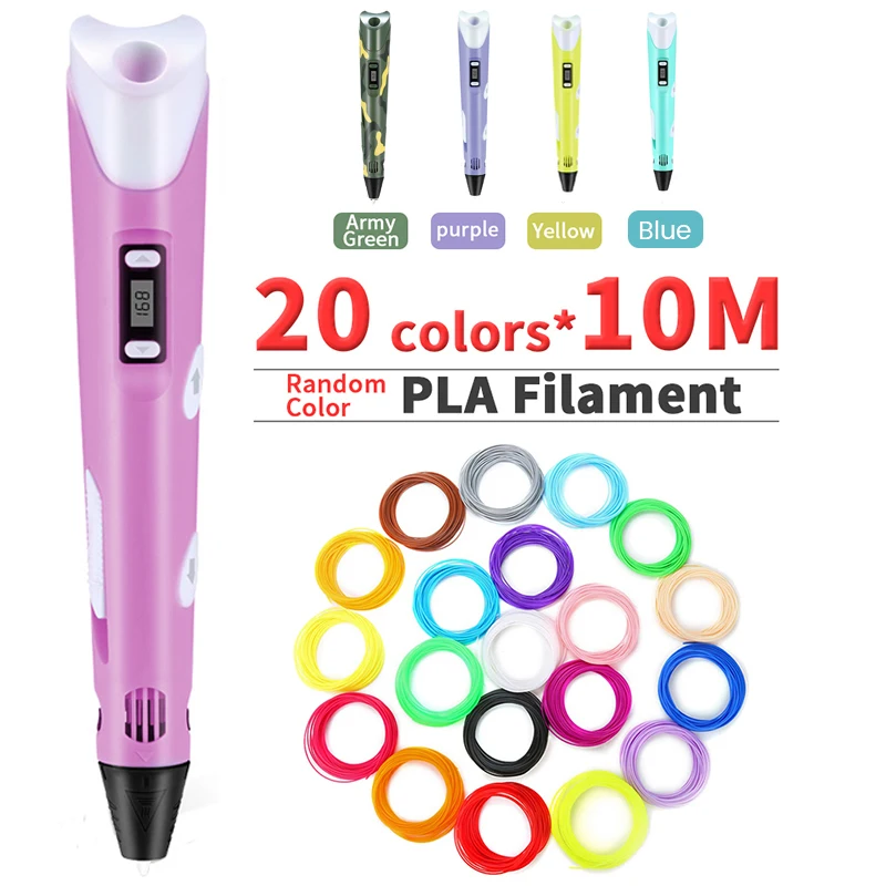 3d Printing Pen Diy Drawing Pen With Lcd Display 3d Pen With 10 Colors 50  Meter Pla Filament Christmas Birthday Gift For Child - 3d Pens - AliExpress