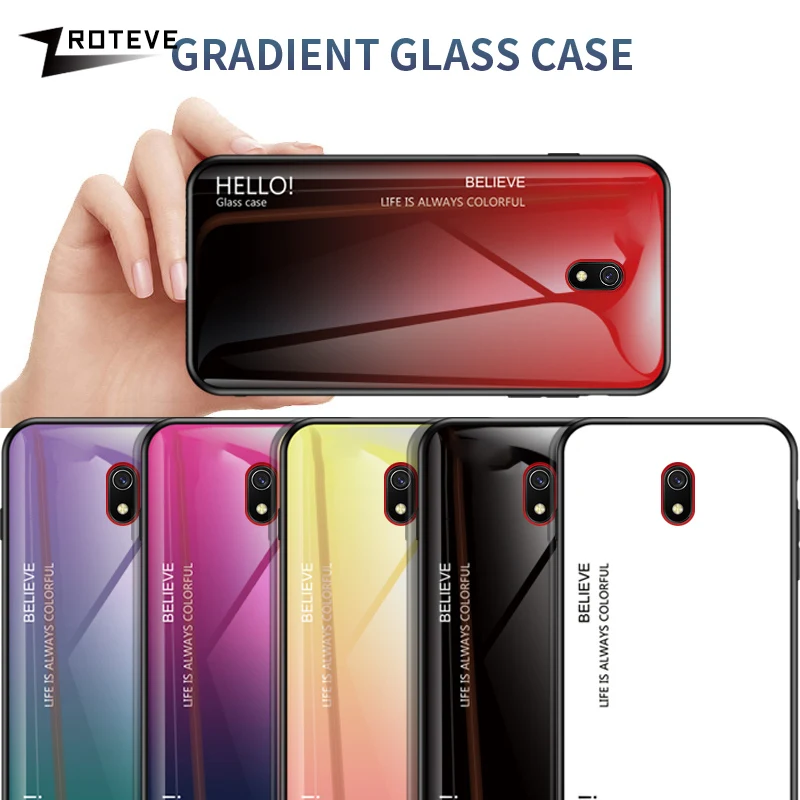 ZROTEVE чехол для Xiaomi Redmi 8A стеклянная задняя крышка силиконовый закаленное стекло