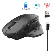 Беспроводная компьютерная мышь, игровая мышь, беспроводная 2,4 ГГц, 2400 dpi, эргономичная перезаряжаемая Бесшумная лазерная мышь для ПК, ноутбука