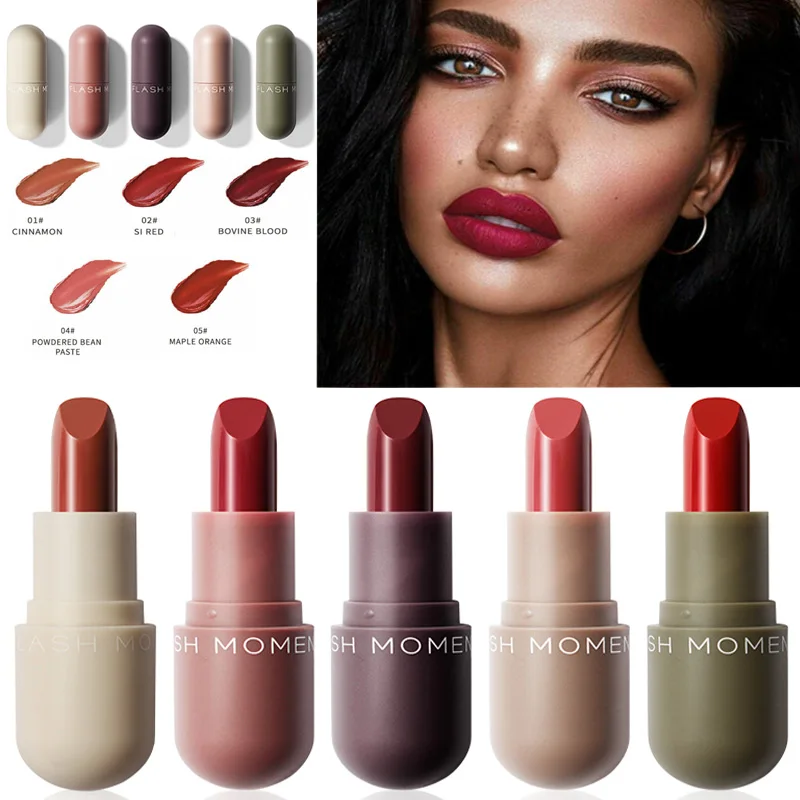 

5pcs / set of mini capsule long-lasting matte lipstick professional make-up full lip balm for lip makeup matte lipstick