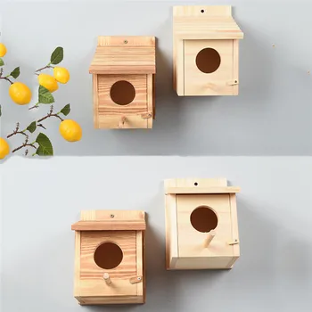 

Outdoor Pine Bird Nest Bird House Creative Wall Hanging Wooden Outdoor Bird Nest Pet Supplies