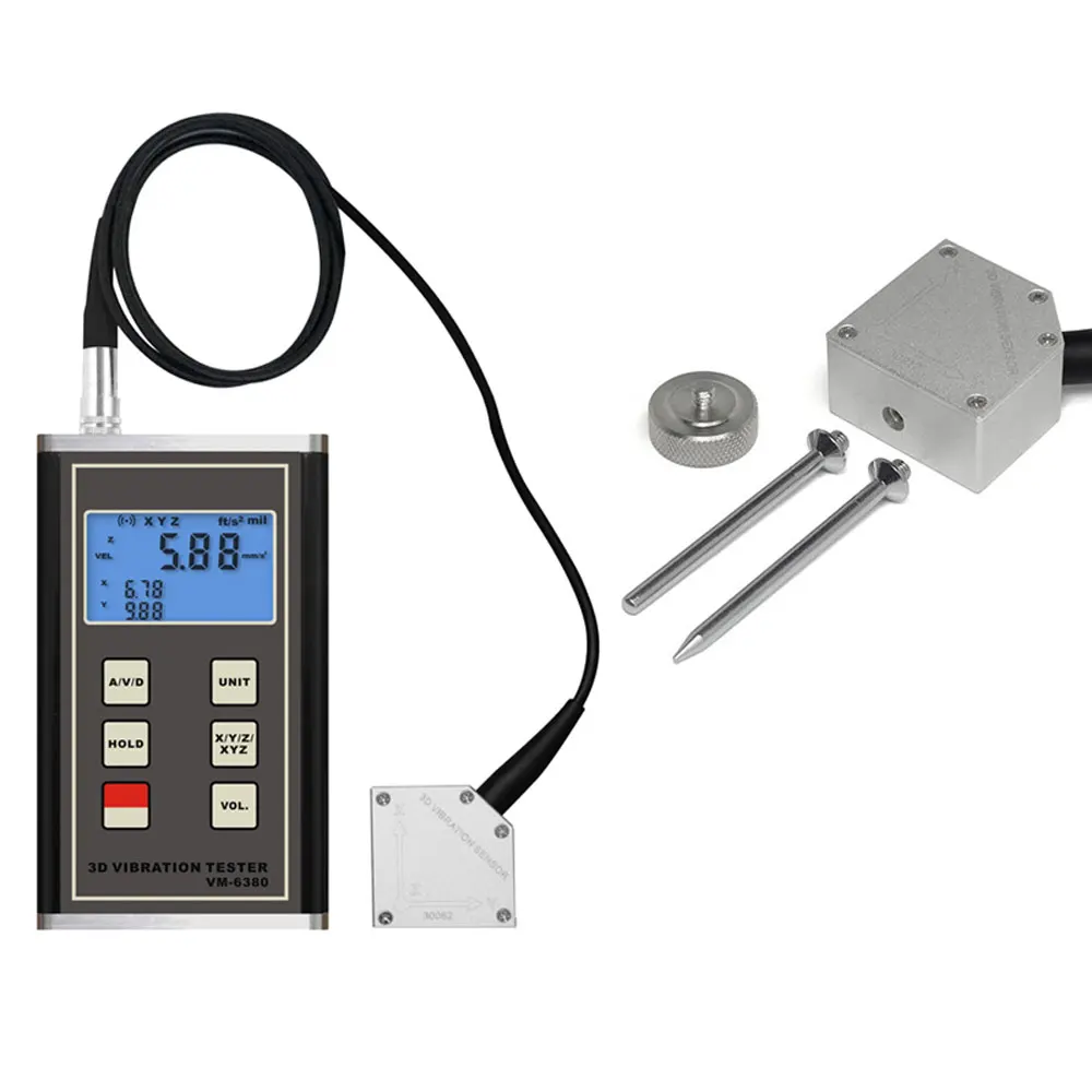 

Vibration Meter 3 dimensional measurement Piezoelectric Transducer Sensor VM-6380 Vibrometer Tester Analyzer