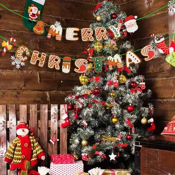 

1set Merry Christmas Paper Banner Xmas Christmas Decorations for Home Noel Garland Hanging Flag Natal New Year Decor