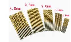 50 шт. 1,0 мм 1,5 мм 2,0 мм 2,5 мм 3,0 мм titane enduit HSS haute vitesse en acier foret ensemble pour bois plastique torsion