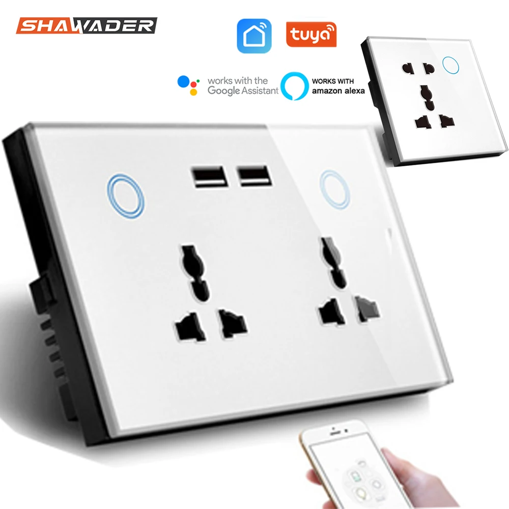 WI-FI Смарт USB настенная розетка Универсальная электрическая 15A Мощность сенсорный