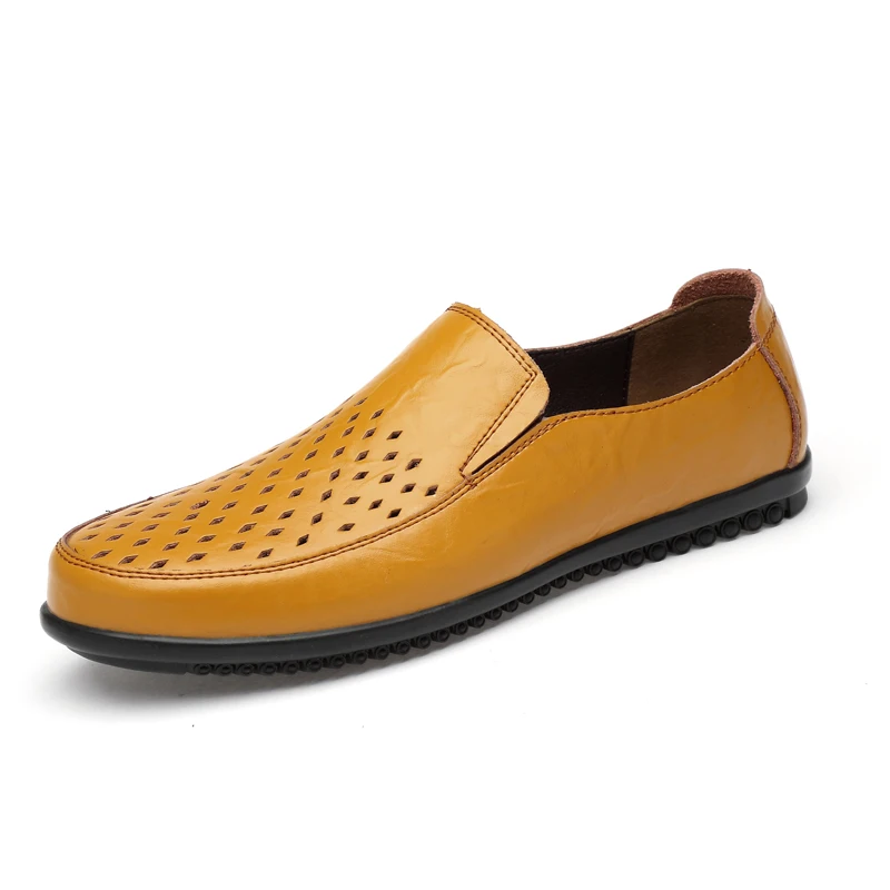 

2020 Men Casual Shoes Summer Loafers Breathable Driving Men's Leather Flats Chaussure Homme Net Surface Loafers Plus Size 36-47
