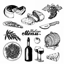

New 2021 Make Variety Menu Pizza Bread Pasta Wine Cheese Scrapbooking Paper Background Stamps Frame Card Craft No Cutting Die