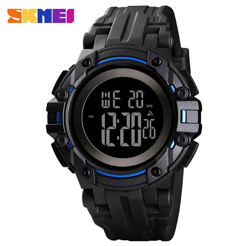 Blue SKMEI цифровые спортивные часы мужские часы с будильником Armygreen водонепроницаемые светящиеся часы с дисплеем мужские часы relogio masculino модные 1545 - Цвет: Blue