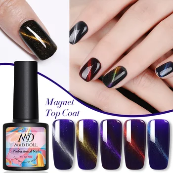 

MAD DOLL 8ml Magnetic Top Coat Gel Nail Polish Cat Eye Nail Gel Long Lasting UV Gel Magnetic Effect Lacquers Nail Art Manicures