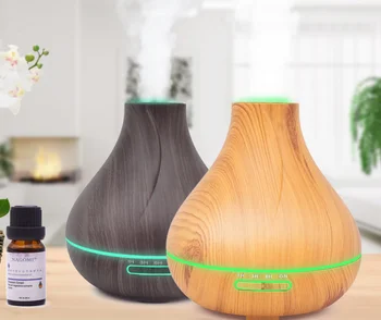 

flat Aromatherapy Cool Mist Maker Fogger Air Vaporizer Ultrasonic Air Humidifier Aroma Essential Oil Diffuser 400ml light Wood