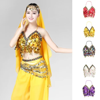 

Prettyia Womens Belly Dance Sequins Bra Tassel Top Samba Dancing Costumes