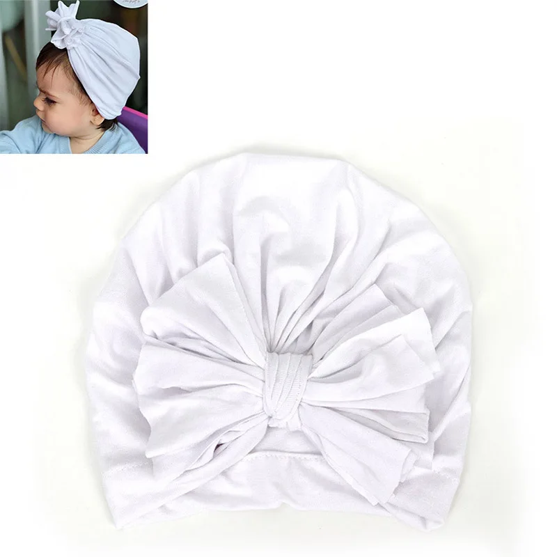 Хлопковая детская шапка с бантами, шапка для новорожденного, шапка для маленькой девочки на зиму и осень, детская шапка для маленьких девочек, шляпа-шлем Enfant - Цвет: style2 white