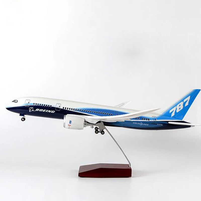 1/130 масштаб 47 см Boeing B787 модель самолета из смолы пластиковая модель самолета с светильник и колесами для коллекции моделей подарок