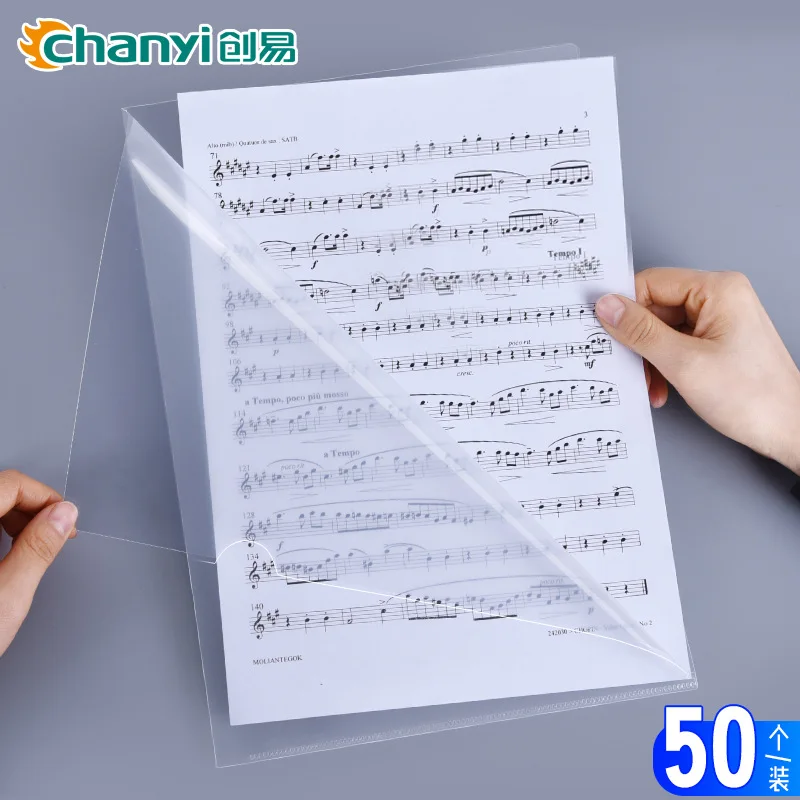 

Chanyi 50 PCs Folder dan pian jia L-Shape Document Folder Protector Two Single Page A4 File Holder Transparent Office