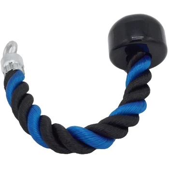 

Single Head Grip Tricep Rope Pull Down Rope Cable Attachment Triceps Tension Rope Black/Blue 15.5 Inch