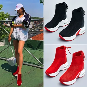 

Exquisite high elastic stockings women's boots platform sneakers high to help socks shoes breathable women's vulcanized shoes