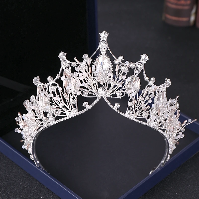 В стиле барокко с украшениями в виде серебристых кристаллов и короны, свадебные аксессуары для волос свадебный венец тиара свадебная диадема головной убор Для женщин украшения для волос
