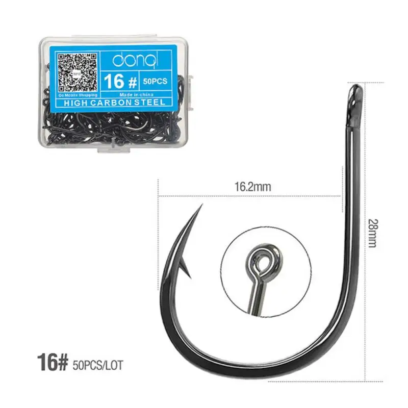 

50pcs Fishing Hooks Barbed Single Circle Carp Hook Steel Fishing Hooks Single Jig Fish Hook Tackle Fishing Hook Accessorie