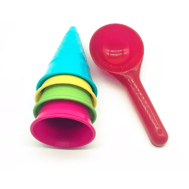 Beach Toys Ice Cream Mold Scoop Plastic Beach Toys Pretend Game Water Sand Cake Mould For Children Kids Summer Outdoor 3