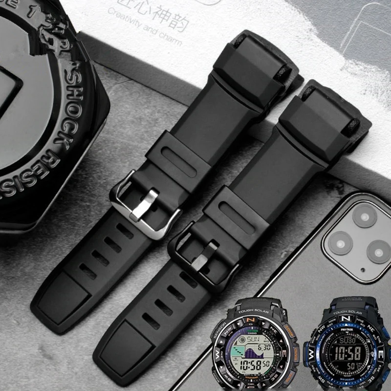 Black Rubber Wrist Strap For Casio G shock PRW3500/2500/5100 PRG  260/270/550/250 Replacement Bracelet WatchBands Silicone Strap|Watchbands|  - AliExpress