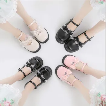 

Lolita Lace Soft Sister School girls Shoes Party Plum With Jk Uniform Small Leather Round Head Lo Young Girl Princess Loafers