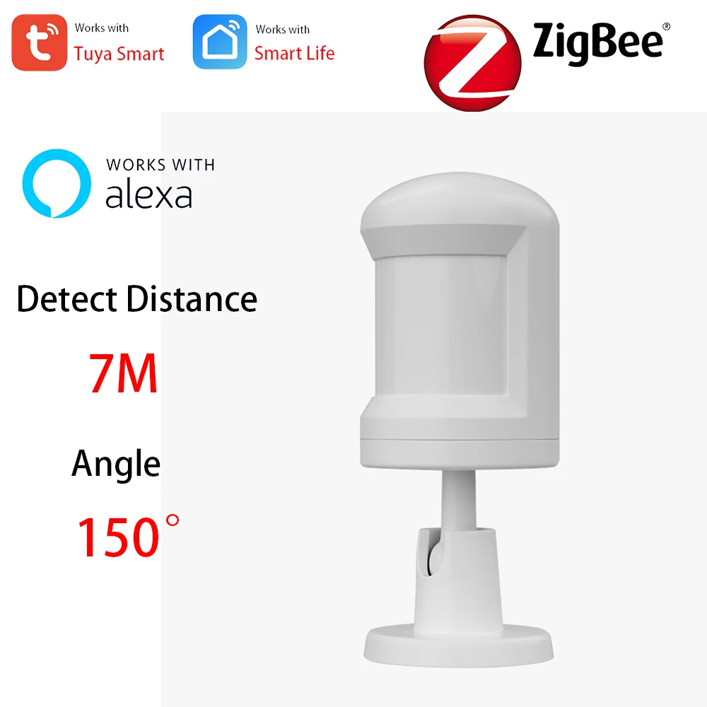 Tuya Smart ZigBee 3.0 Battery PIR Motion Sensor Detector 7M Distance 150° Detect Angle Tuya Smart Life APP Works with Alexa security system keypad