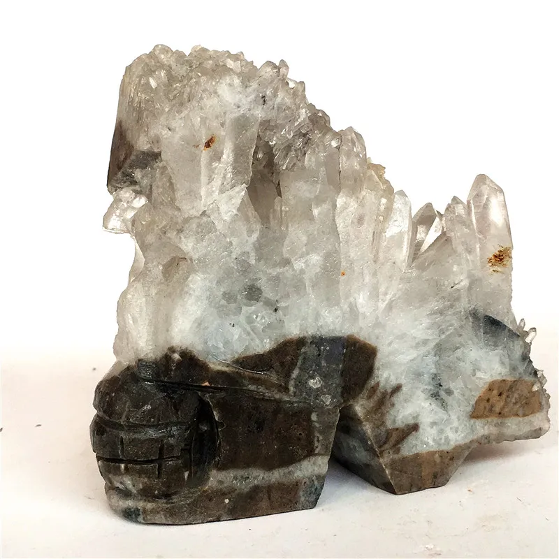 

NATURAL Quartz Crystal specimen cluster Carved Skull