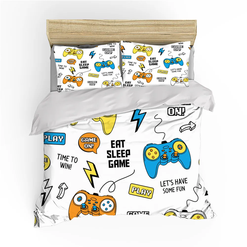 

Duvet cover double bed 229x229cm bedding game handle pattern pillowcase three-piece set can be customized pattern large