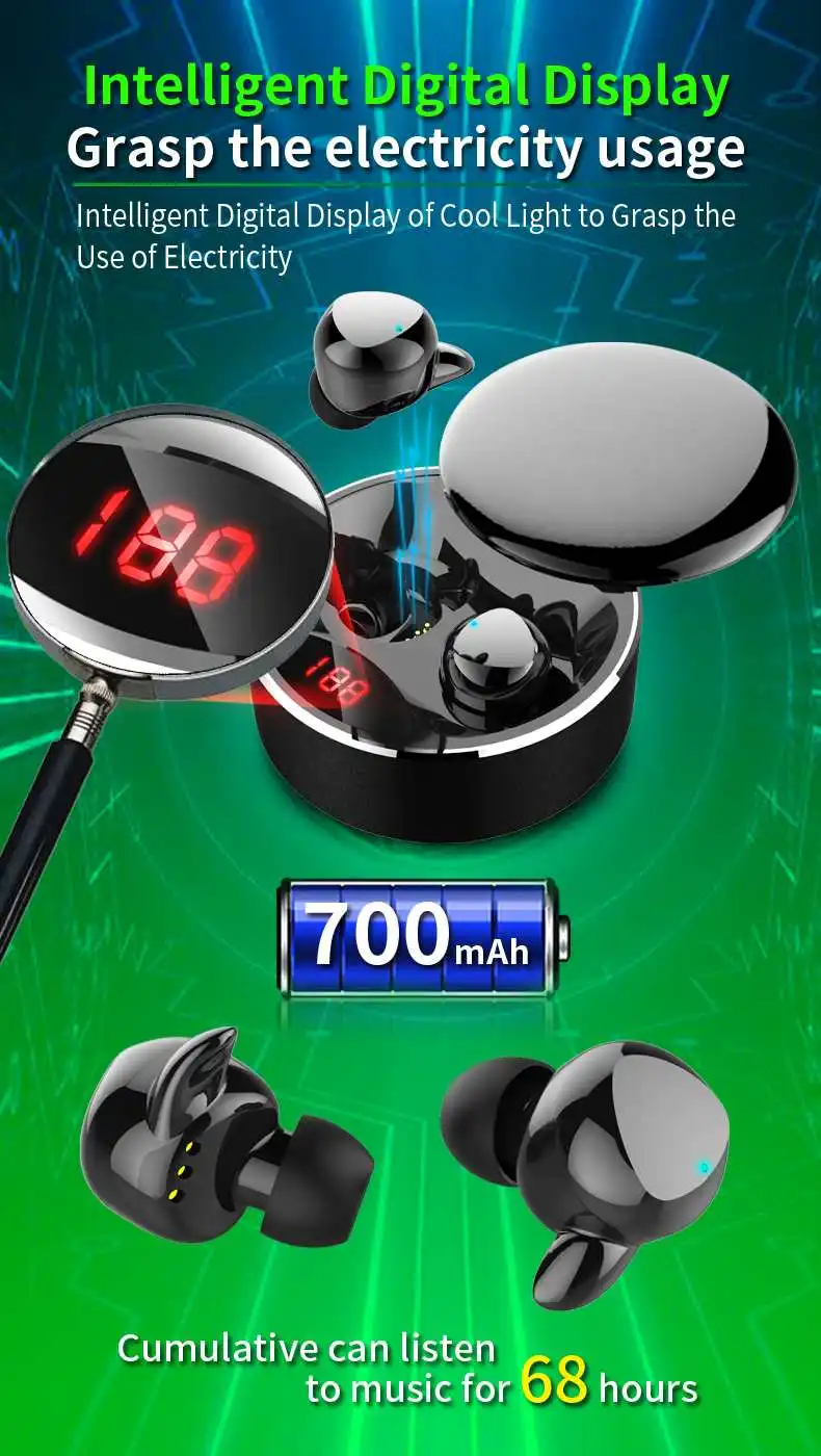 LEORY X30 TWS bluetooth 5,0 наушники с сенсорным управлением светодиодный дисплей 6D стерео беспроводной/type-C зарядный чехол гарнитура с микрофоном