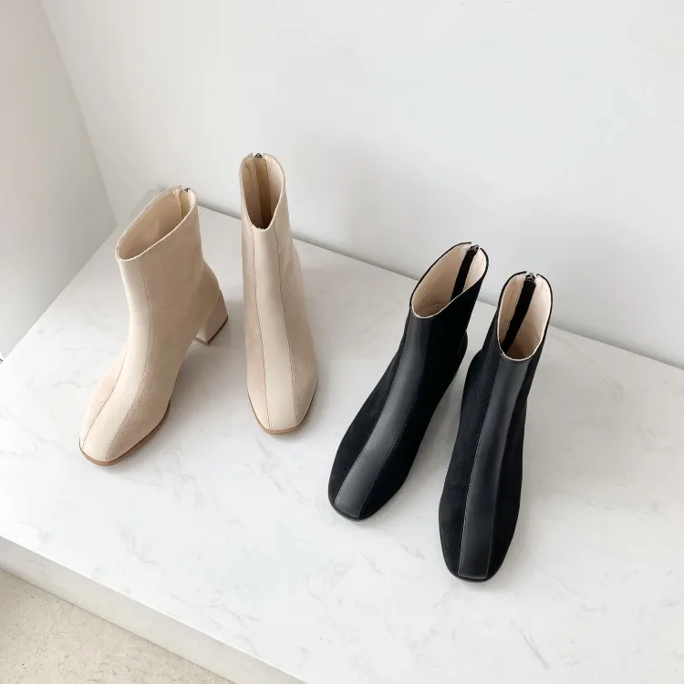 ZawsThia/Большие размеры 33-44; botas mujer invierno; качественные женские ботильоны на молнии; Модные женские Ботинки martin на высоком каблуке