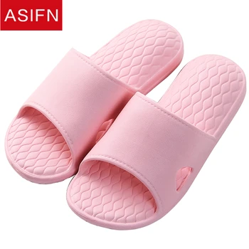 

ASIFN Women Indoor Slippers EVA Bathroom Couple Slides Soild Men Ladies Flip Flops Non-slip Summer Home 7 Colors New