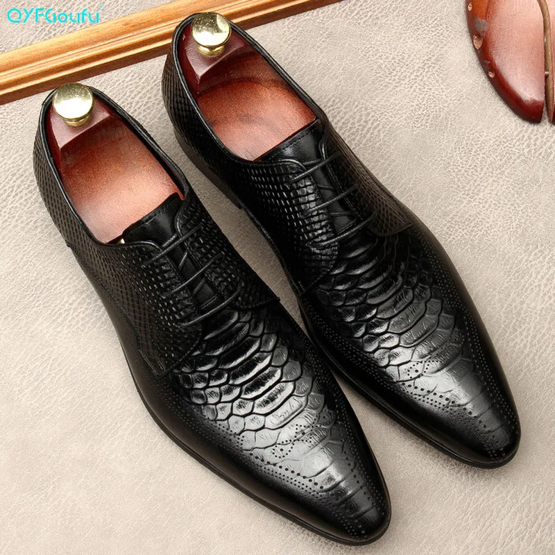 NEW Sz 5-12 Genuine Leather Oxfords Formal Dress Lace Up Mens Shoes US 