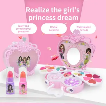 

Kids Girls Lip Gloss Eyeshadow Blush Makeup Brush Box Cosmetics Play Toy Set