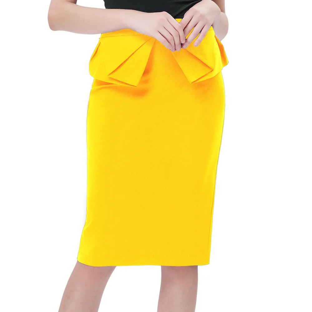 Formal Office Business Women Skirt Elastic Plain Formal Office High waist Business Casual Skirt High Waist Pencil Cut