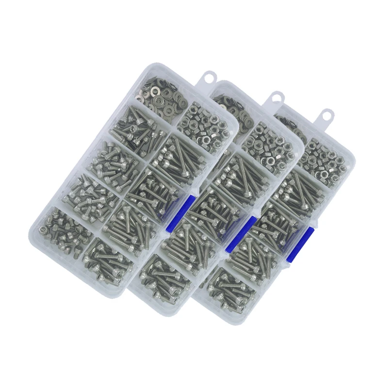 

320pcs/set M2 M2.5 M3 304 Stainless Steel Hexagon Socket Head Cap Screws Bicycle Hex Bolts Nut Screw Set Assortment Kit