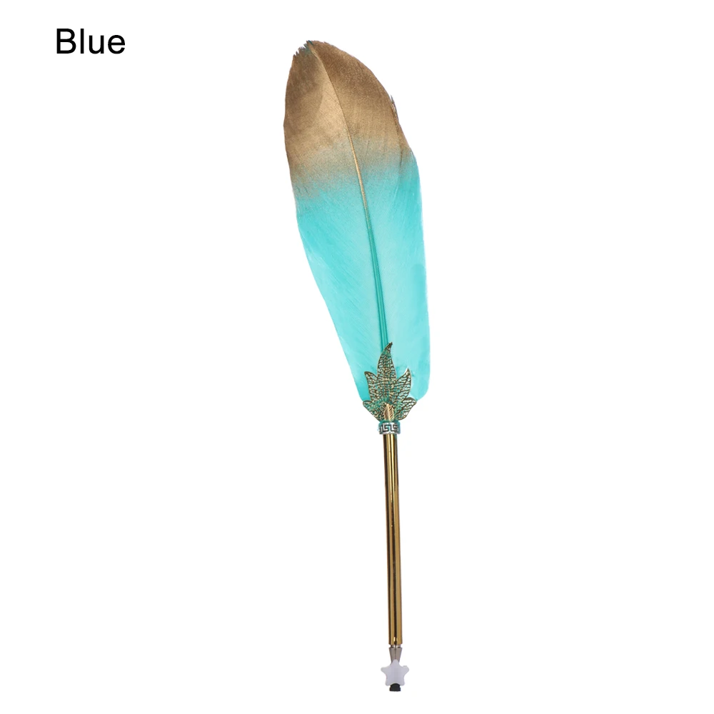 Синий Ballpoint Gel Pen Gold Feather Pens Custom Decorative Pen Signature Writing Tool Stationery School Office Supplies Christmas Gif - Цвет: Синий