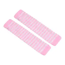 Женские вязаные длинные перчатки без пальцев с принтом в полоску выше локтя, зимние эластичные теплые Рукава с отверстием для большого пальца