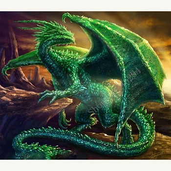

Cross Stitch Kit DIY Diamond Embroidery Green Dragon Full Squareround Diamond Painting Mosaic Home Decor FF2856