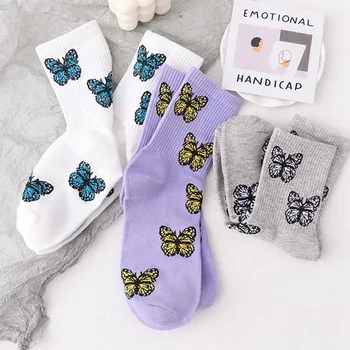 

New Butterfly Socks Women Streetwear Harajuku Crew Women Socks Fashion EU Size 35-40 Dropshipping Supply