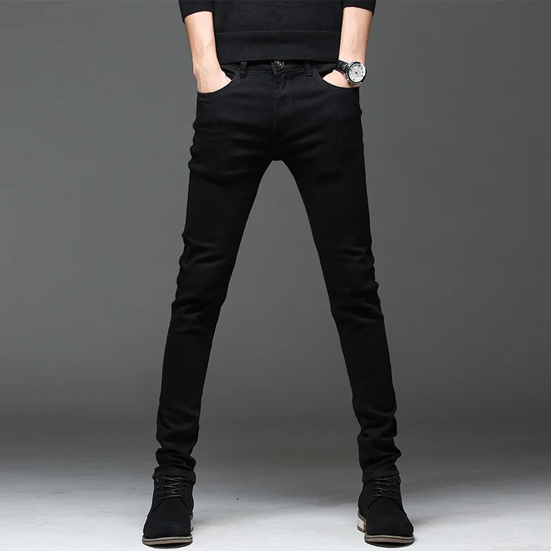 Pantalones vaqueros de alta calidad para hombre, Jeans negros ajustados informales, pitillo rectos, moda urbana, novedad de 2021