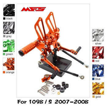 

MFS Motorcycle Rearset CNC Adjustable Foot Pegs Accessories For Ducati 1098 1098S 2007 2008 Footrests Black Footpegs
