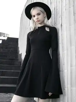 

Punk Rave Women's Hollowed Flare Sleeved A-line Dresses PQ-690LQ