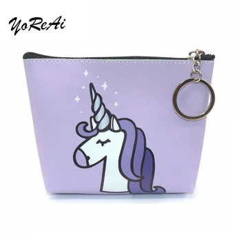 

YoReAi Cartoon Cute Coin Purse Student Zipper Card Pack Coin Bag Money Pouch Rainbow Unicorn Pouch Key Holder Bag